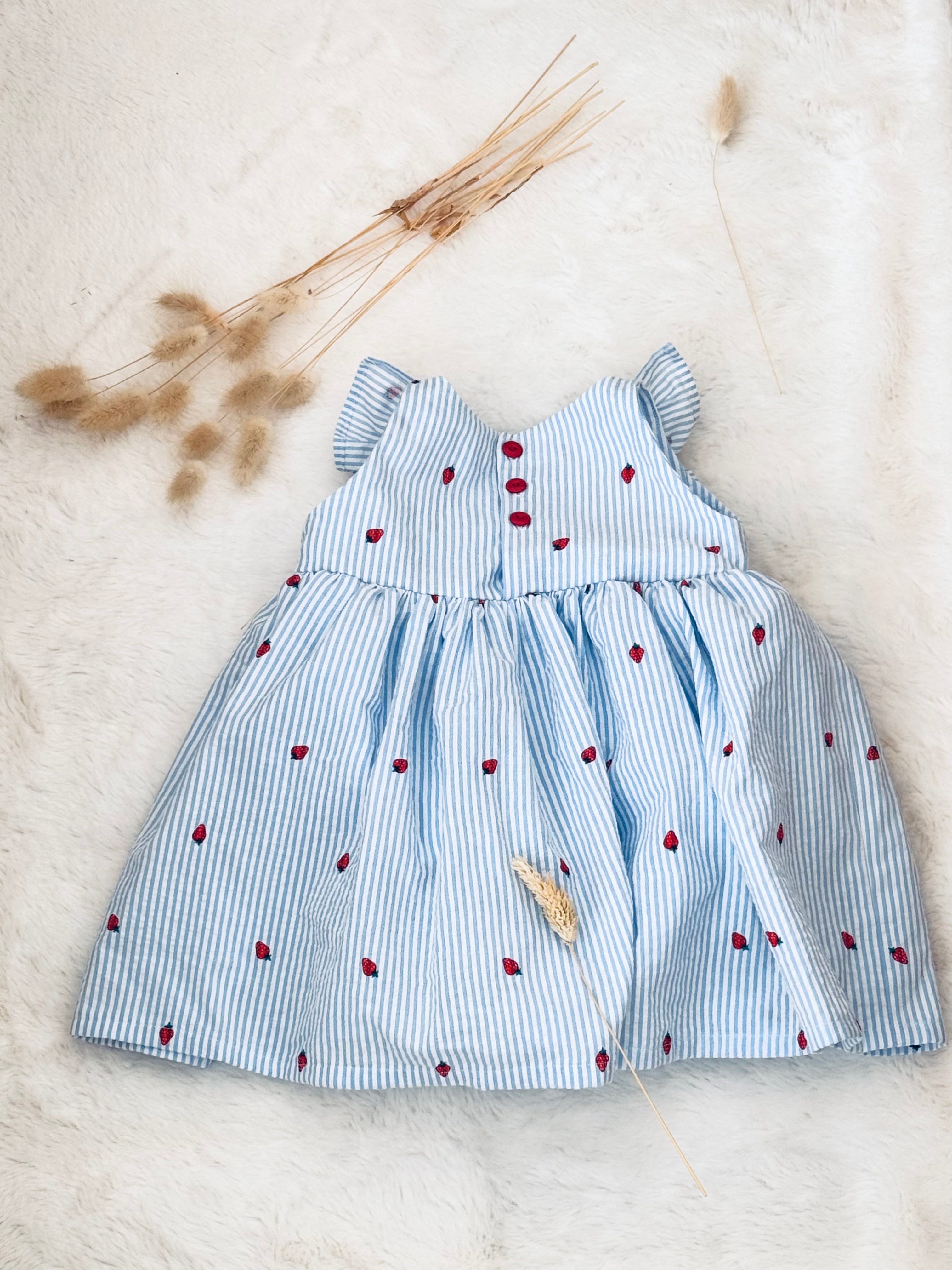 Robe bloomer Charlotte rayures et fraises