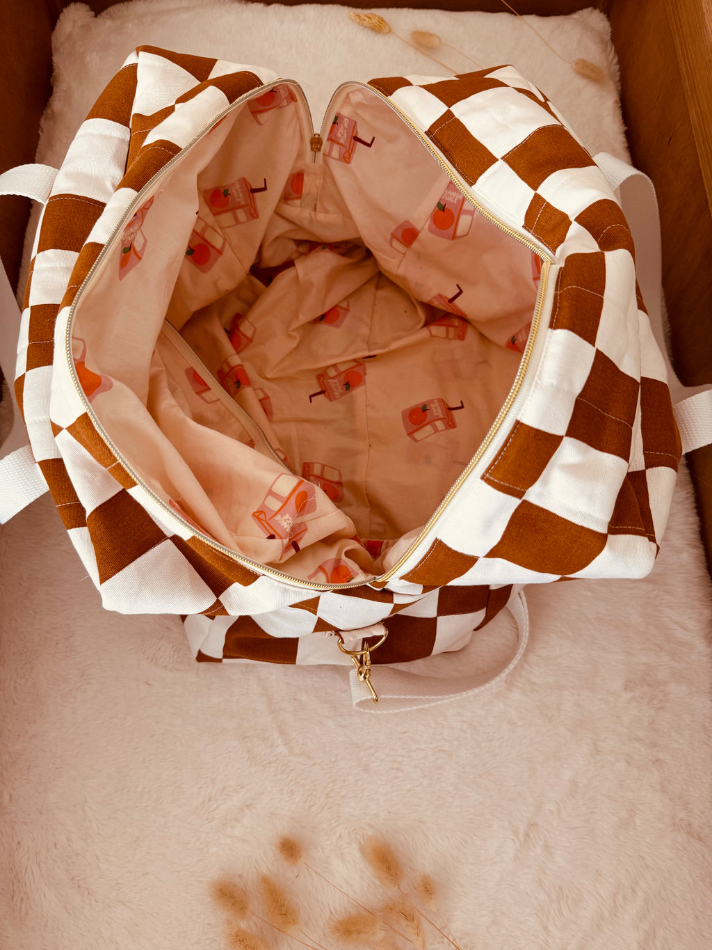 Sac week-end/ à langer Gaspard carreaux- Modèle UNIQUE