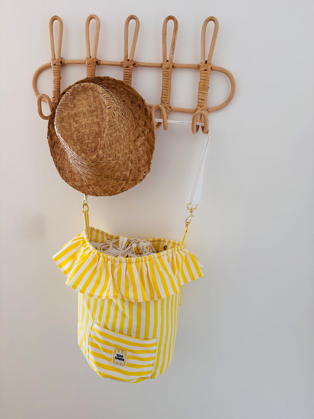 Sac poussette Léon rayé jaune