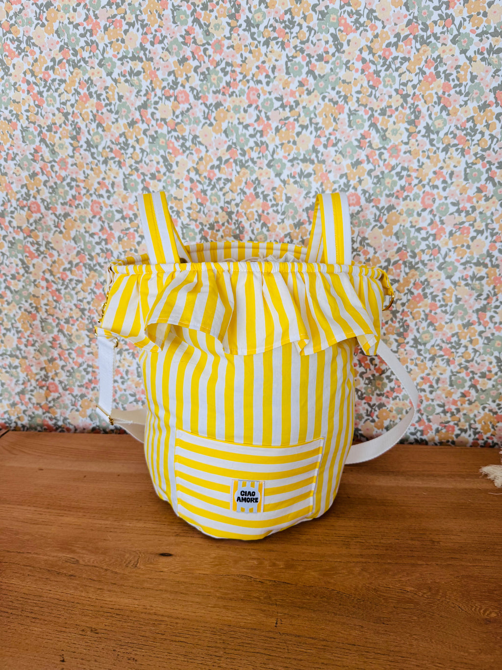 Sac poussette Léon rayé jaune