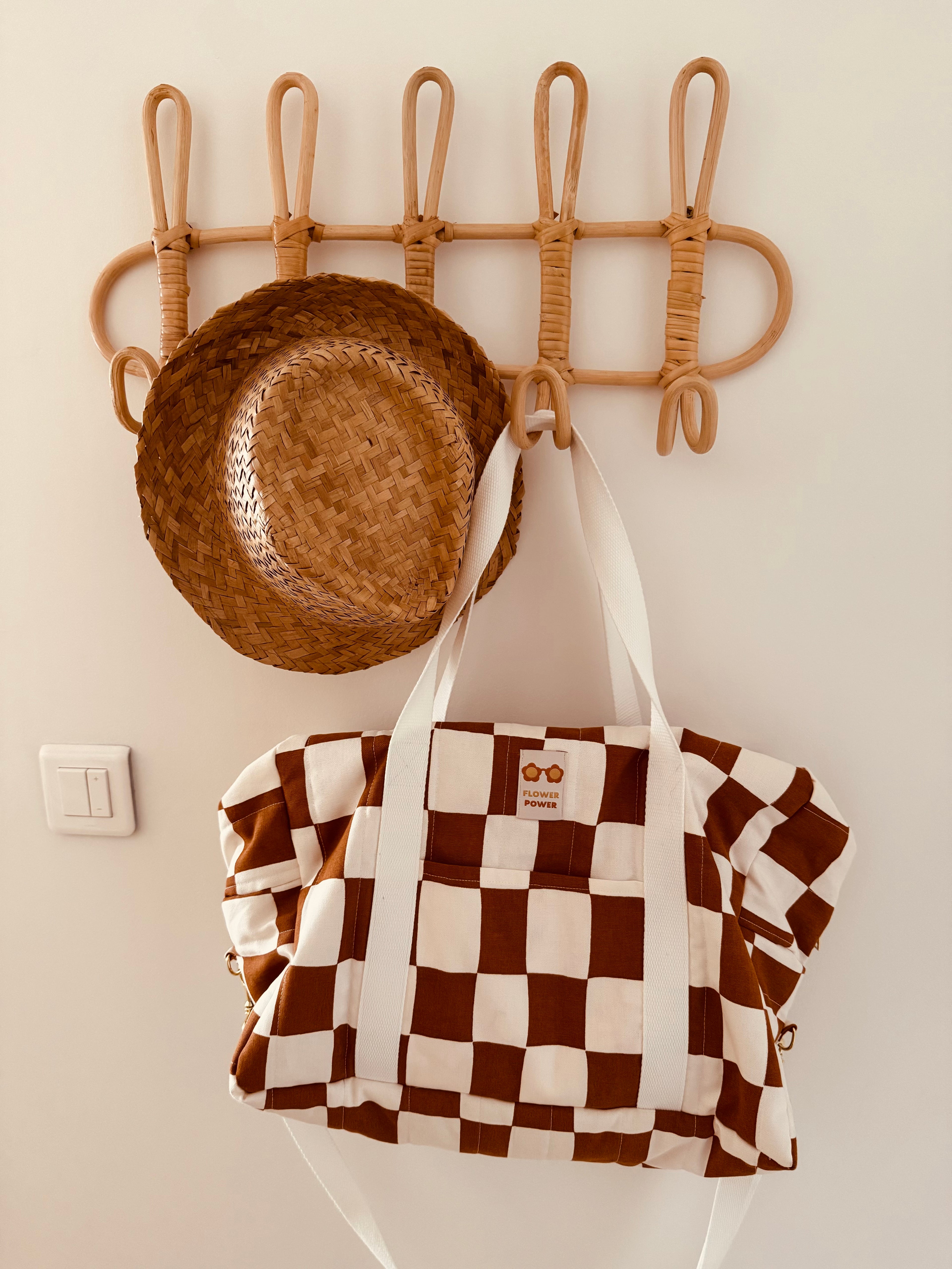 Sac week-end/ à langer Gaspard carreaux- Modèle UNIQUE